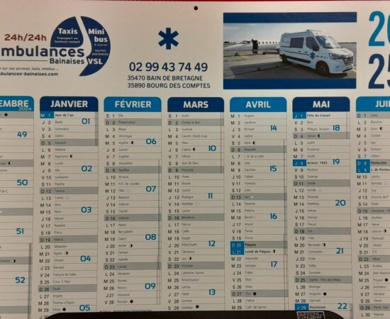 Calendrier 2025 bis rd